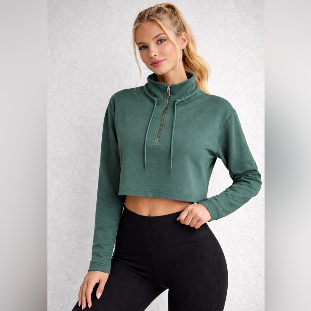Adrienne Vittadini Sport Teal Zipper Workout Pullover size medium
